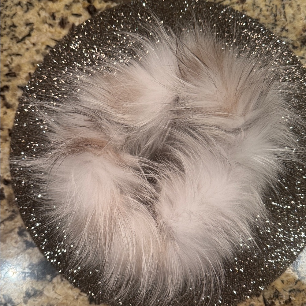 Silver Fox Fur Head Band or Neck Scarf, Real Silver Fox Fur, White, With Grey